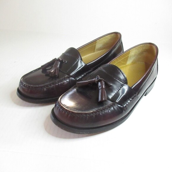 Cole Haan Mens Loafer Dress Shoes Brown Leather Pinch Tasseled Slip On 8.5D - Picture 2 of 7
